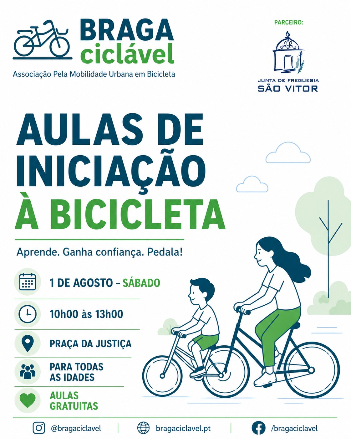 Aulas de iniciação à bicicleta