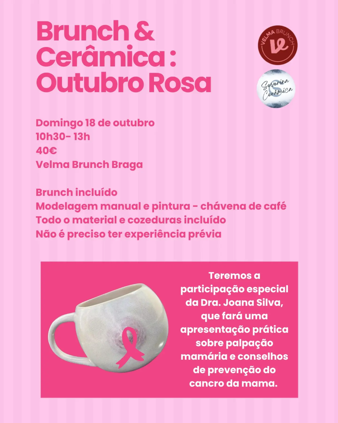 A tua chávena, a tua saúde: Workshop de Cerâmica – Edição Especial Outubro Rosa 🌸